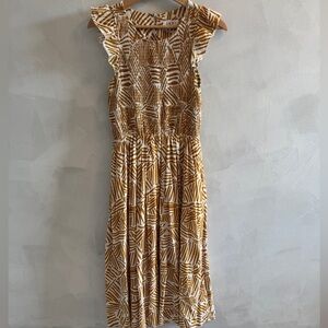 THML - Brown and White Geometric Midi Dress